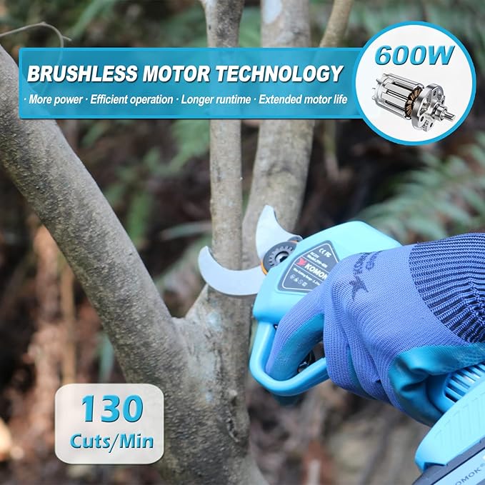 KOMOK Electric Pruning Shears, Cordless Electric Pruner Battery Operated Tree Branch Cutter with 2pcs 2Ah Lithium Batteries, 1.2 inch (30mm) Cutting Diameter 8-10 Working Hours