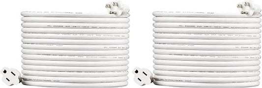 Amazon Basics Extension Cord, 13 Amps, 125V, 25 Foot, White - Pack of 2