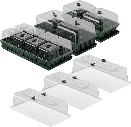 Vego garden Ultimate Seed Starting Bundle, 2Packs Giga,8 Pack Jumbo,8 Pack Standard Seedling Trays with Seedling Tray Lids and 10" x 20" Bottom Watering Trays