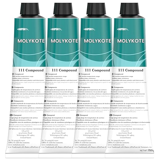 4pcs Molykote 111 Compound Valve Lubricant and Sealant 150g 5.3oz, Silicone Grease for O-Rings, Plug Valves, Seal & Protect Rubber & Plastic Components, Water Resistant, Low Volatility