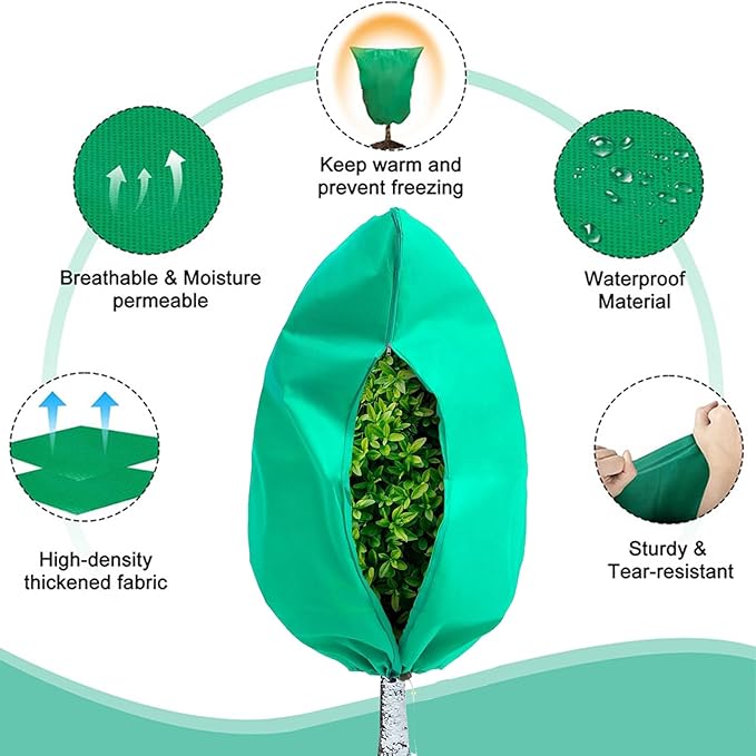 Plant Covers Freeze Protection 4 pcs 31.5ft x 47ft Winter Frost Covers for Outdoor Plants with Drawstring, Reusable Frost Cloth Plant Protection for Shrubs Trees and Potted Plants