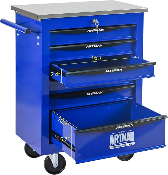 6 Drawers Tool Cart on Wheels, Multifunctional Rolling Tool Box, Drawers Rolling Trolley Organizer Tool Storage Chest for Garage,Workshop,DIY Multiple Interconnectable(4 Drawers-30.5" H)