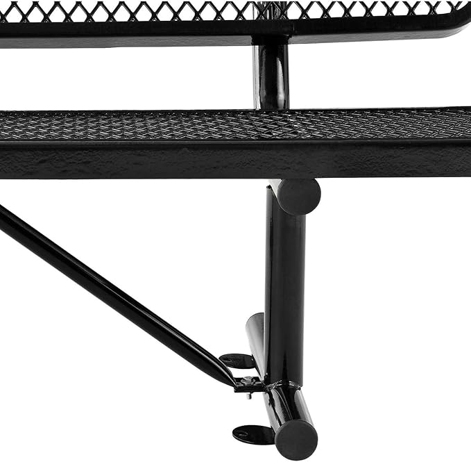 Global Industrial 6'L Heavy Duty Expanded Metal Mesh Bench with Backrest with Steel Frame, Portable Outdoor Bench, 1000 lbs Capacity, Black, 72" L x 24" W x 33" H