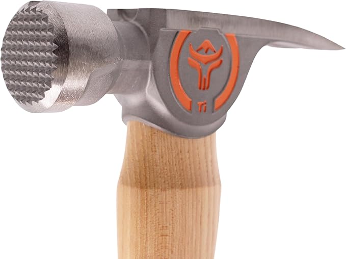 Wrango Tools Titanium Framing Hammer – 14oz Head, 17in Wood Handle, Milled Face, 38mm Diameter Pole