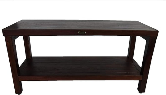 DecoTeak 36 Inch Eleganto Teak Shower Bench | Waterproof Bathroom Seat with Large Storage Shelf Spa-Style Teak Wood Stool for Adults & Seniors | Non-Slip Feet | Elegant Finish | 250 Pound Capacity