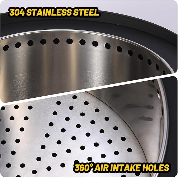 26" Smokeless Fire Pit with 360° Airflow, Dual-Burn Technology & Removable Ash Pan – Low-Smoke Outdoor Fire Bowl with Rust-Resistant 304 Stainless Steel for Patio, Yard & Camp