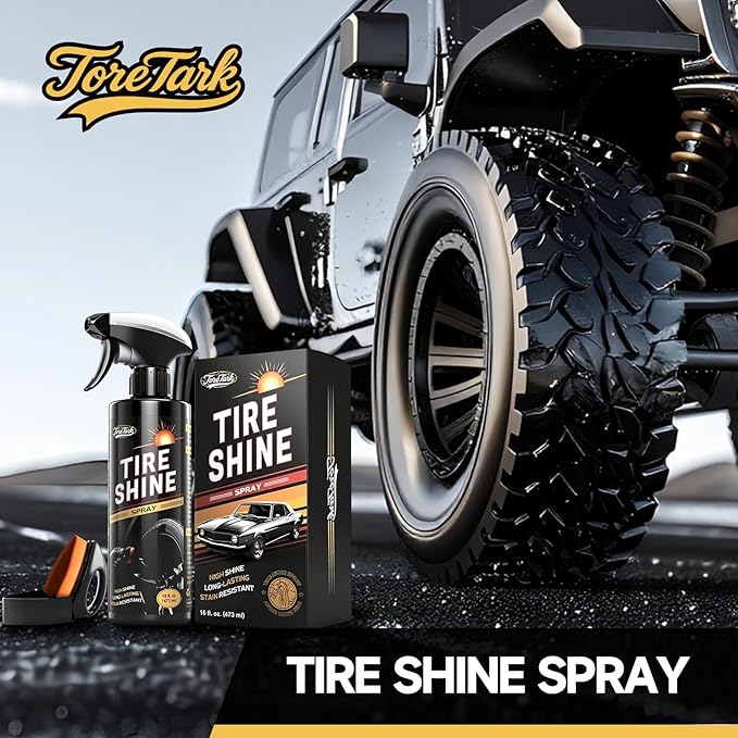 Tire Shine Spray, 16 fl oz Durable Wet Tire Dressing, No Sling/Non-Greasy for Black Tire, Long Lasting UV Protection for Car, Truck & SUV Easy to Apply