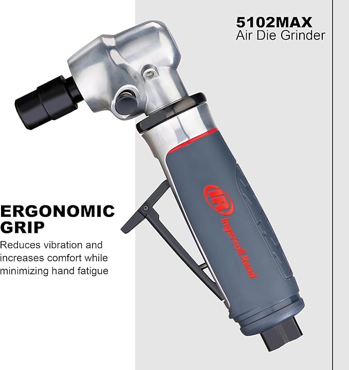 Ingersoll Rand 5102MAX Air Die Grinder – Right Angle, Ergonomic Grip, 0.4 HP and 20,000 RPM Motor, Lightweight Tool, Spindle Lock, Grey