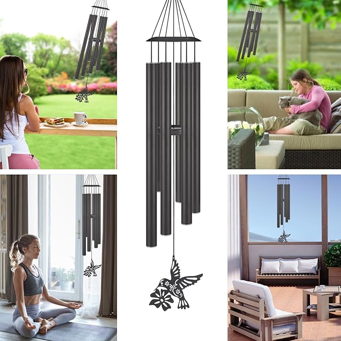 Hummingbirds Wind Chimes with Sympathy Wind Spinner,Outside Garden Decor for Women Mom and Grandma,Memorial Wind Chimes for Loss of Loved One Prime,Bereavement/Sympathy/Memorial Gift