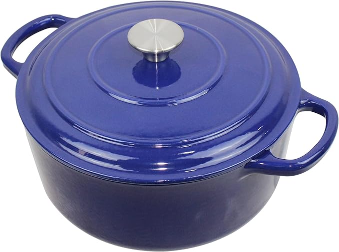 Commercial Grade, Cast Iron Enameled Cookware (Blue, Duch Oven 9qt)
