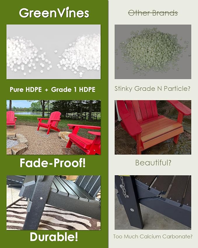 GREENVINES Outdoor-Rocking-Chairs-Set-of-2 | HDPE Plastic | Patio Rockers | Porch Rocker Chair | Shaker | Oversized | High Ladder Back | Big & Tall | PentaLuxe | Black