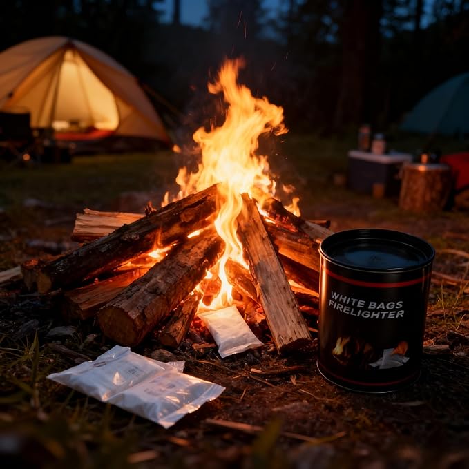 Quick Instant Fire Starter - 100 Pack Waterproof,8+ Minute Burn Time, for Campfires, Fire Pits, Grills