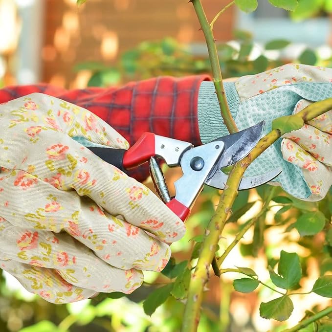Ainiv Floral Gardening Gloves for Women/Ladies, Non-Slip Garden Work Gloves,Breathable Yard Work Glove Light Working Gloves