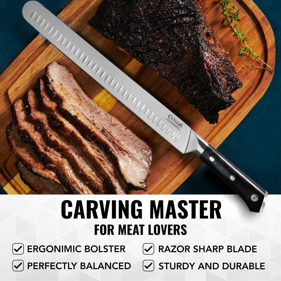 Cutluxe Brisket Knife, 12" Carving & Slicing Knife for Meat & BBQ