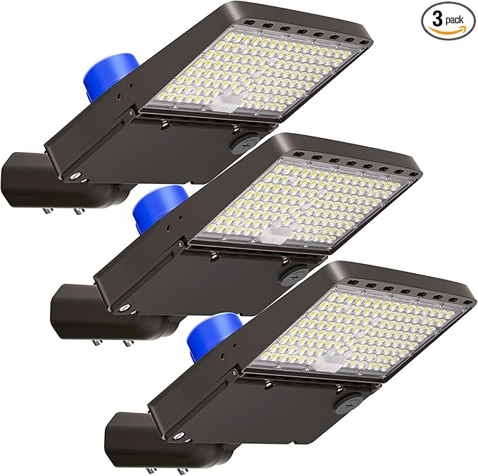 CINOTON LED Parking Lot Light - 32000LM 200W UL Listed - 0-10V Dim Dusk to Dawn - IP65 Adjustable Slipfitter Mount Outdoor Security Lighting for Driveways Roadways Stadium, 5000K, 100-277V, 3 Pack