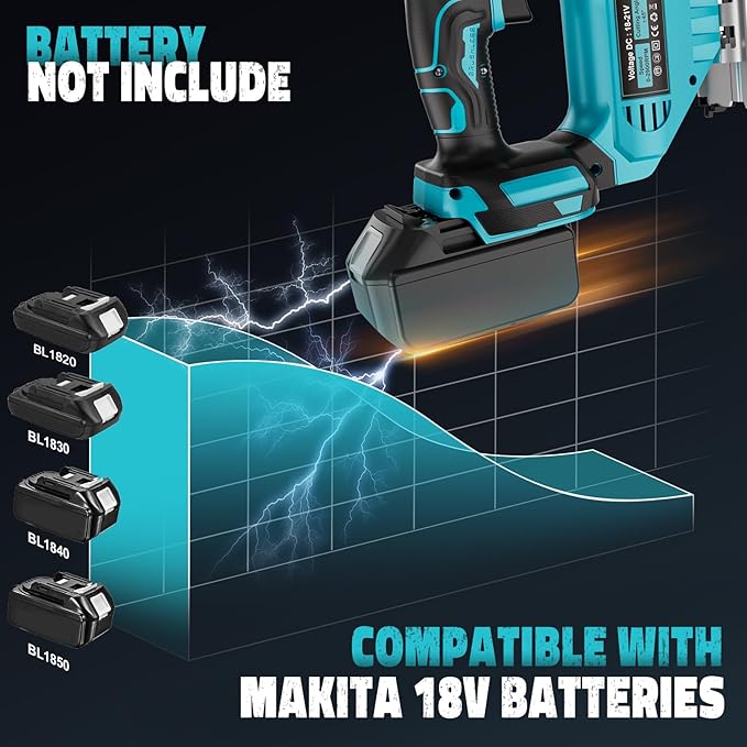 Jigsaw Compatible With Makita 18V, Cordless jig saw tool Brushless Motor, 0°- 45° Bevel Cuts, LED Light with 3 Position Orbital Setting for Straight/Curve/Bevel/Circle Cutting (NO Battery)
