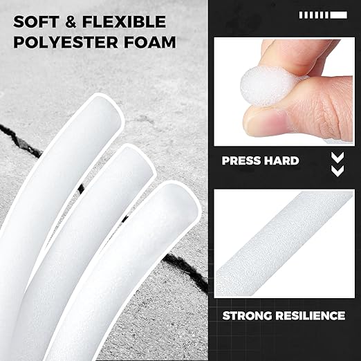 1 Inch x 100 ft Foam Backer Rod for Gaps Joints Concrete Crack Filler Caulk Saver Bulk Foam Backing Rod Concrete Filler Rope for Weather Stripping Door Seal (White)
