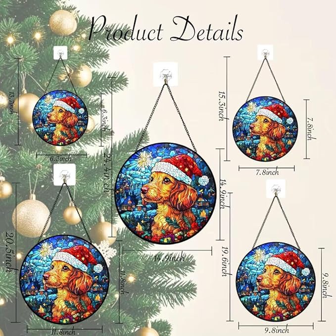 Stained Glass Window Hanging - Christmas Eve in Rural America Suncatcher fof Garden Home Decor for Women Mon Grandma Friends