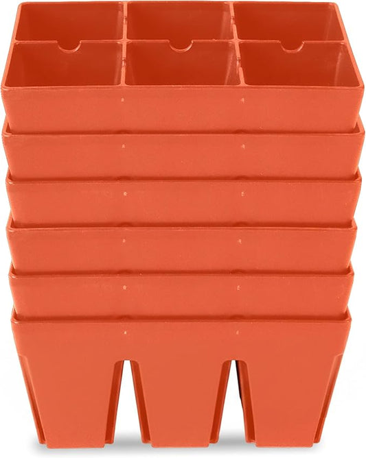 Epic Gardening Reusable Seed Starter Tray - Easy Watering Seed Starting Trays - Gardener Friendly Plant Trays for Seedlings | UV-Treated & BPA-Free -6-Cell Seed Starting Trays - 6 Trays/Terracotta