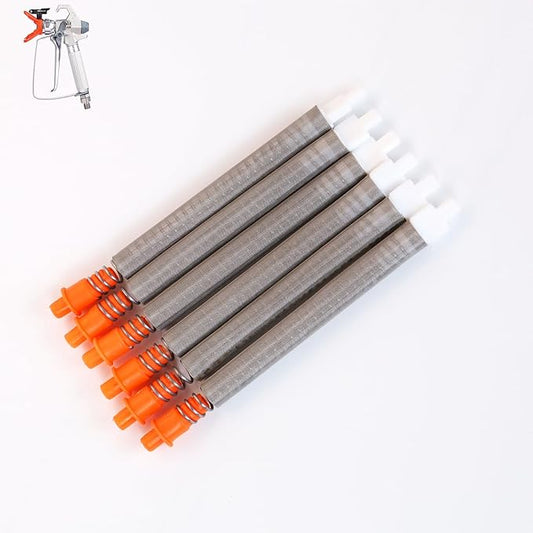 6-Pack 218133 100-Mesh Orange Airless Paint Spray Gun Filters, Compatible with Graco SG2 and SG3 Spray Guns