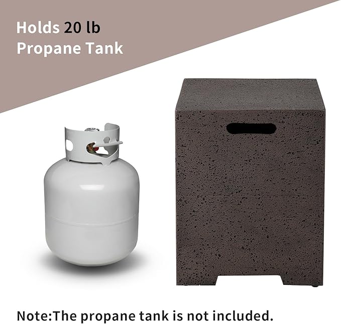 COSIEST Outdoor Hideaway Tank Table for Gas Fire Pits, Hides Standard 20lb 16-inch Propane Tank Cover w Side Handles (Rusty Red)