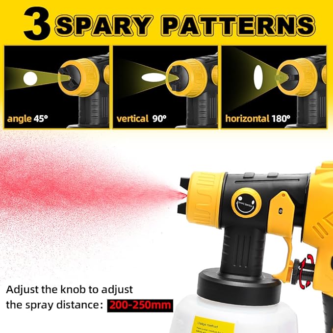 Paint Sprayer Compatible with Dewalt 20V Lithium Battery, Cordless Paint Sprayer HVLP Spray Gun with Copper Nozzle, 200W Power Easy to Clean for Home Interior,Exterior, Renovation(Tool Only)