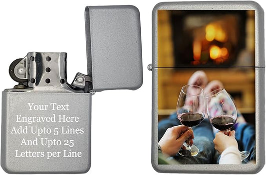 Custom Gifts Infinity Lighter! Personalize Lighter with Your Image, Photo or Logo! Customized (Silver) - Christmas, Halloween & Valentines Day Gift