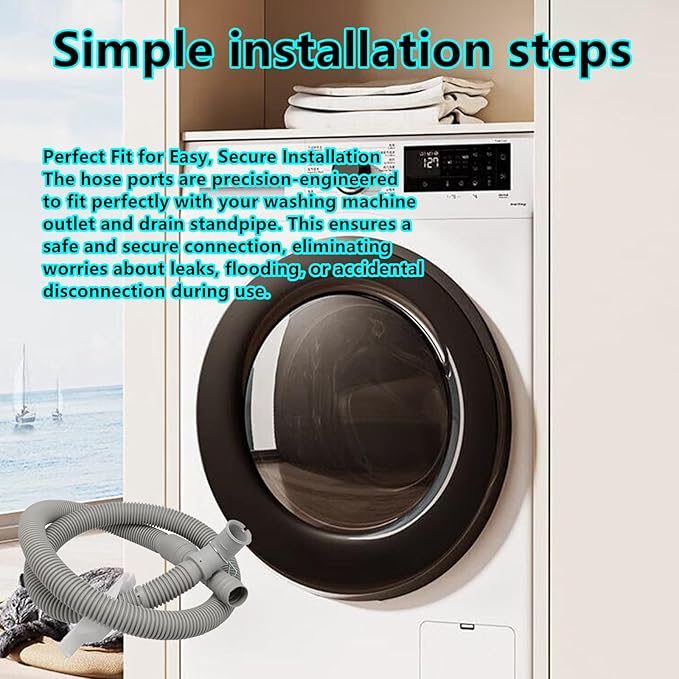 DC97-18682D Washer Drain Hose Assembly Replacement for Samsung Clothes Washer Drain Hose Compatible with DC97-18682B DC97-18682C DC97-18682E