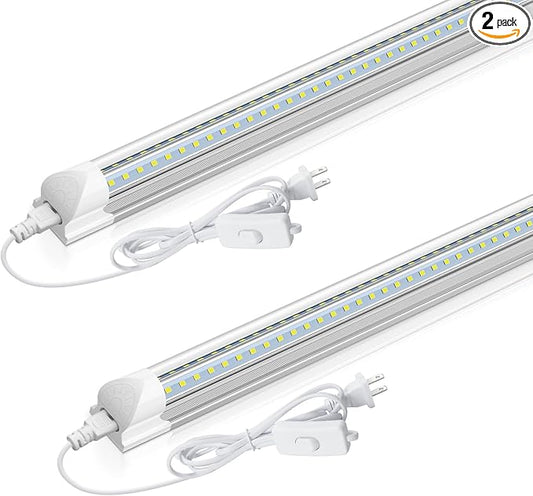 CNSUNWAY LED Shop Light 2FT, 20W 3000LM, 3000K Warm White, T8 LED Tube Lights, Ceiling and Utility Shop Lights, Linkable Light Fixture for Room, Garage, Workbench, ETL Listed (Pack of 2)