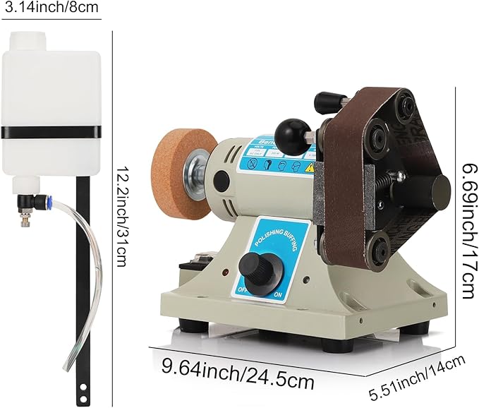 110V Wet Belt Sander for Metal Working, 350W Rock Polisher, 0-10000RPM Adjustable Power Belt Sanders for Woodworking tools, Bench Sharpening, Knife Grinding and DIY Projects