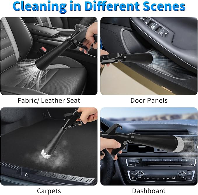 Car Cleaning Gun, High Pressure Air Blow Gun with 2 Nozzles, Air Cleaning Gun Detailing Kit, Interior Metal Dry Cleaning Gun Works with Air Compressor