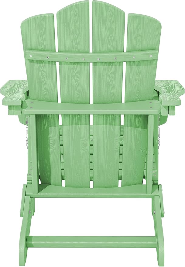 KINGYES Folding Adirondack Chair Set of 8, HDPE All-Weather Folding Adirondack Chair, Light Green