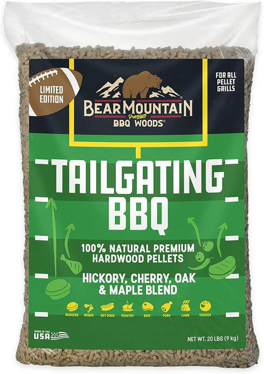 Bear Mountain Tailgating BBQ, Hickory, Cherry, Oak, and Maple Blend, 20 Pounds