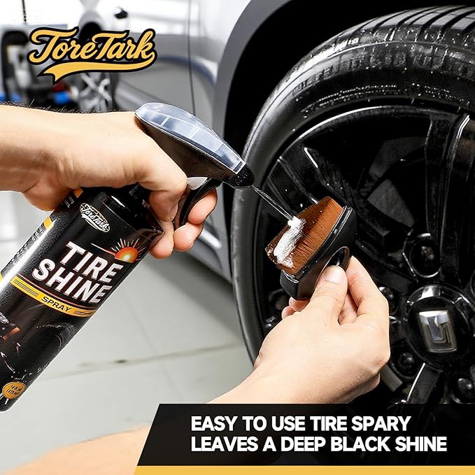 Tire Shine Spray, 16 fl oz Durable Wet Tire Dressing, No Sling/Non-Greasy for Black Tire, Long Lasting UV Protection for Car, Truck & SUV Easy to Apply