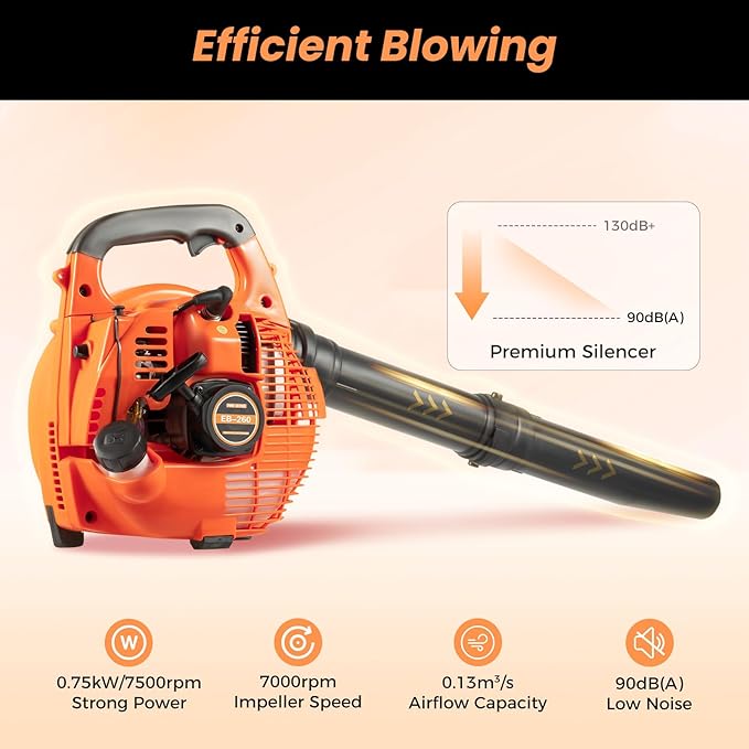 25.4CC Gas Powered Leaf Blower, 2 Stroke Handheld Gas Blower, 4.59FT³/H, Gas Leaf Blower for Lawn Yard Care