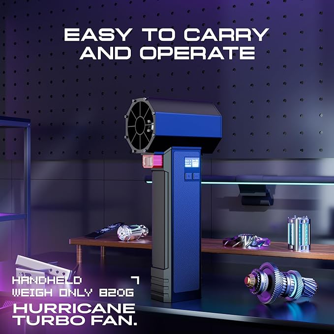 Car Dryer Air Blower & Oversize Turbo Dryer for Cars | 750W 3.6LB Thrust Cordless | 64mm Turbo Fan for Wheels, Snow, Golf | Handheld Leaf Blower (Deep Black)