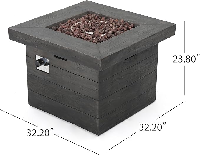 Propane Fire Pit Table, 32" MGO Firepits for Outside, Square Gas Fire Pit for Outside Patio, Propane Fire Table for Deck, Backyard, 40,000BTU, Tank Inside, Tank Not Included, Grey