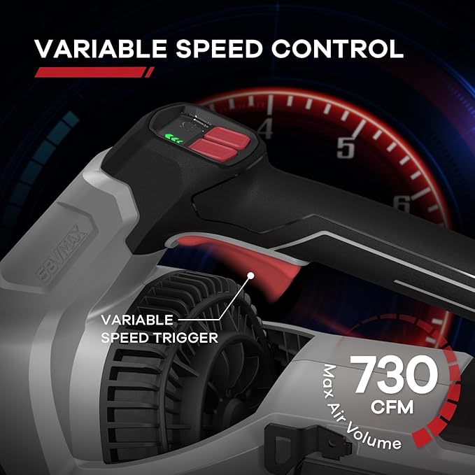 Enhulk 58V Cordless Leaf Blower, 730CFM 145MPH Brushless Power, with 2.5Ah Battery & Charger, Variable Speed & Turbo Mode for Yard, Leaves, Dust, and Snow