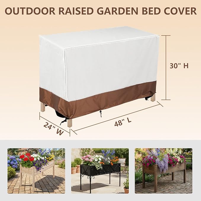 BreezeHug 2 Pcs Outdoor Raised Garden Bed Cover for Winter (Only Cover), Waterproof Raised Planter Boxes Stand Covers Heavy-duty Garden Bed Covers, Protection for Winter Snow, Frost, 48 x 24 x 30 Inch