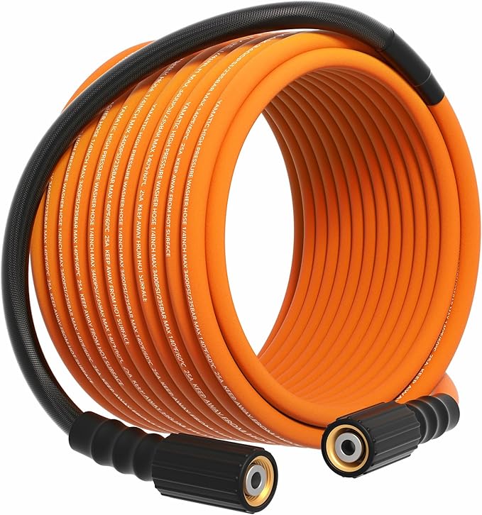 YAMATIC Upgraded Flexible Pressure Washer Hose 50 FT 3400 PSI, 1/4" Wear & Kink Resistant Power Washer Hose with Heat Protect Sleeve, Durable Replacement Hose for Uberflex Flexzilla Ryobi