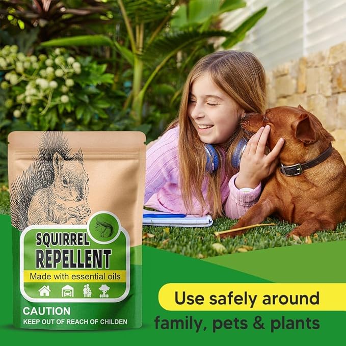 Squirrel Repellent Outdoor, Peppermint Chipmunk Repellent for Garden, Attic, Bird Feeders, Car Engines – Long-Lasting Safe Protection- 10 Packs
