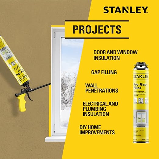 STANLEY F902P Pro Gap Filler - (2x24oz) Window & Door Filler, Gaps & Cracks, Expanding Spray Foam Sealant | Gun Use, Gun NOT Included | 24 Oz, 2 Pack