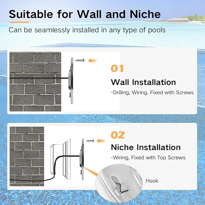 Pool Lights for Inground Pool, LED Multicolor Inground Pools RGB Stainless Steel Underwater Light for Wet Niche, APP Control & Remote Control, Easy Install (10''-RGB-60W, 100FT)