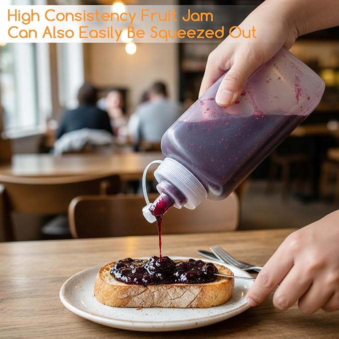 27 Oz Condiment Squeeze Bottle Wide Mouth with Cap Lids Plastic Squirt Bottle for Sauces Dispensers, Leak Proof Oil, Salad Dressing Container(800ml)