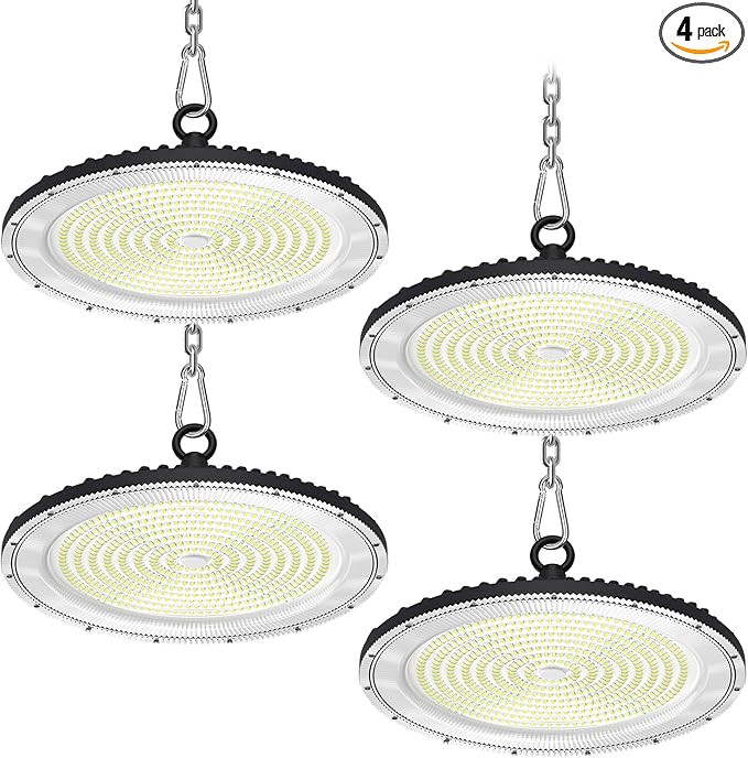 UFO LED High Bay Light:500W 50000LM LED Shop Light 6000-6500K Bay Lighting IP65 Waterproof for Barn/Garage/Commercial Warehouse(4 Pack)