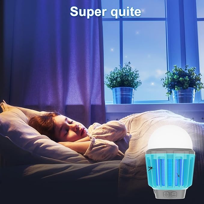 Wisely Bug Zapper Outdoor Cordless, Electric Mosquito Zapper with LED Blue Light, 2 in 1 Portable & Rechargeable Bug Zapper Indoor, Wireless Hanging Fly Zapper for Camping Patio, Home, Oceanblue