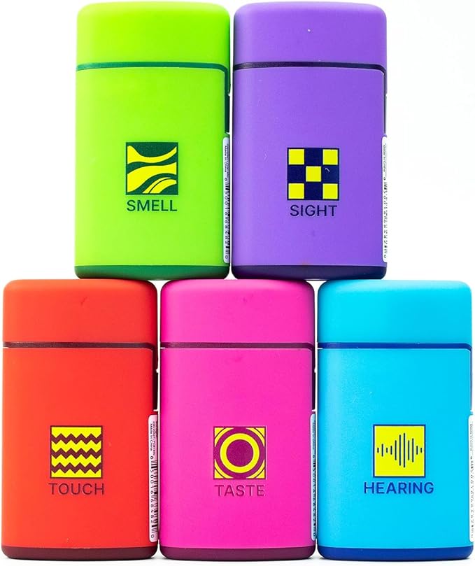 MK Lighter 5-Pack Torch Flame Pocket Lighters, Refillable and Multipurpose, Ideal for Candles, BBQ, Camping, and Everyday Use (Senses-5PC)