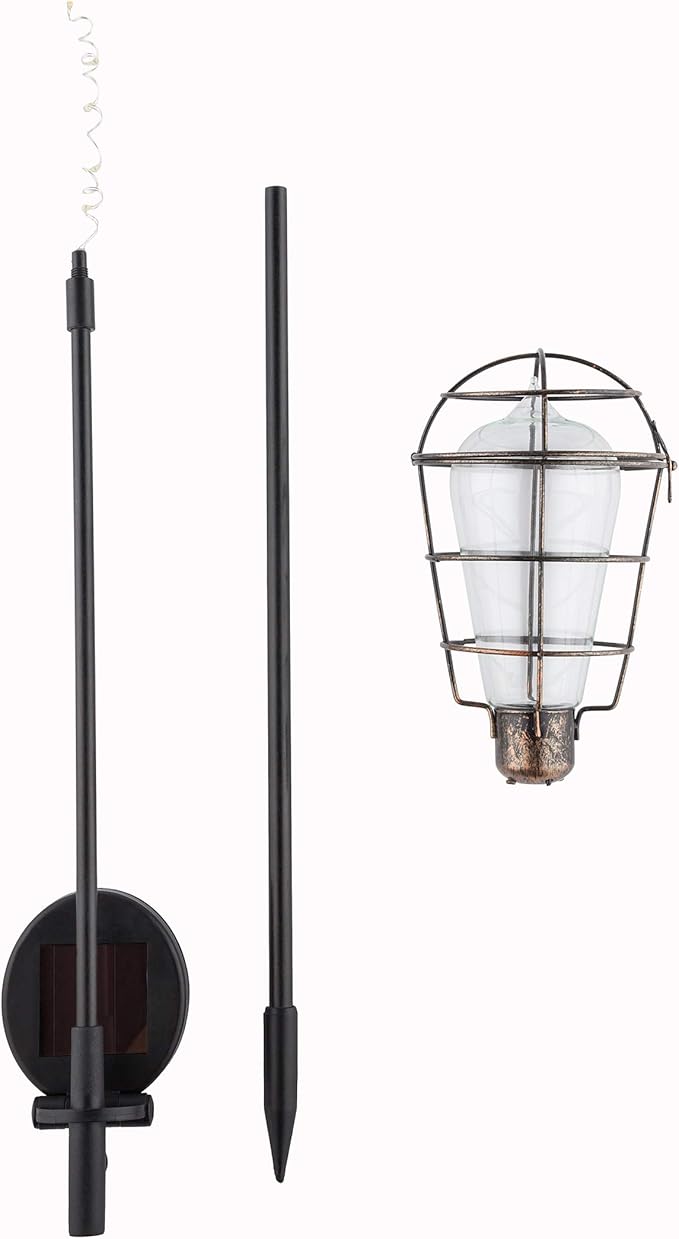 Alpine Corporation 34" Tall Outdoor Solar Powered Edison Bulb Garden LED Stake - Set of 2