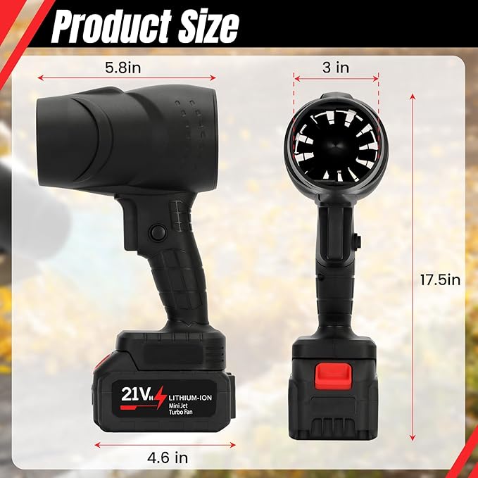 Cordless Handheld Leaf Blower with 2 x 4.0 Ah Batteries, 32000RPM Turbo Jet Blower, Small Leaf Blower for Deck, Garden, Patio, Portable Handheld Mini Turbine Drying Black
