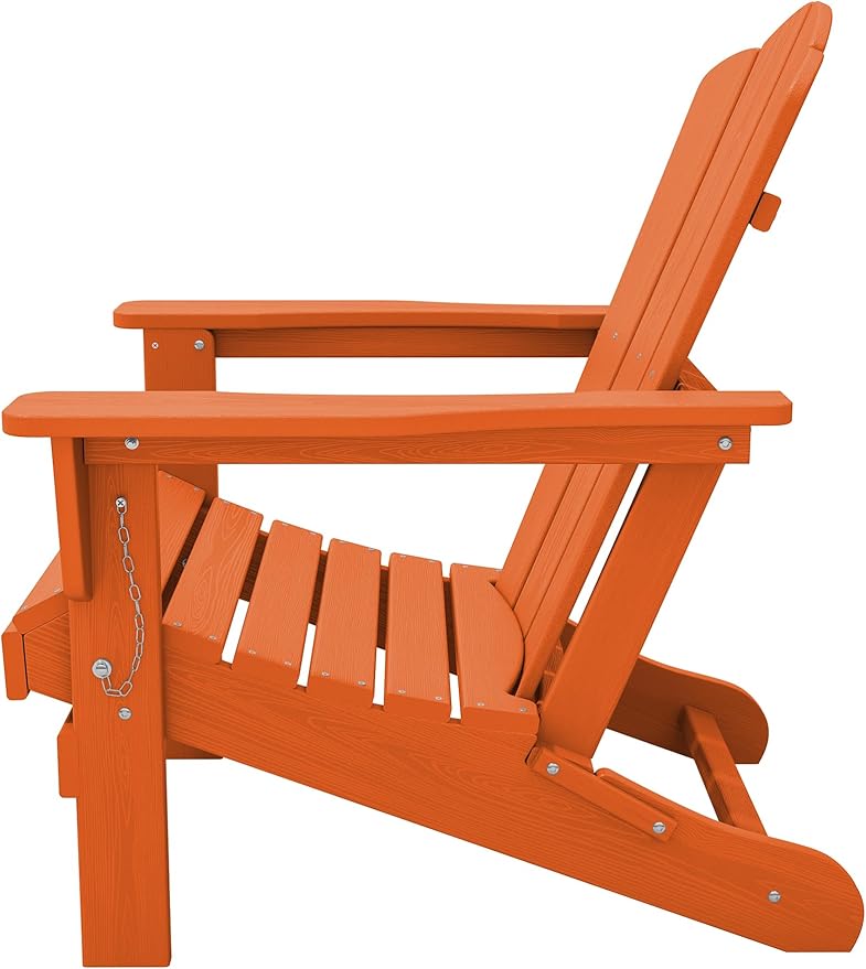 KINGYES Folding Adirondack Chair Set of 8, HDPE All-Weather Folding Adirondack Chair, Orange